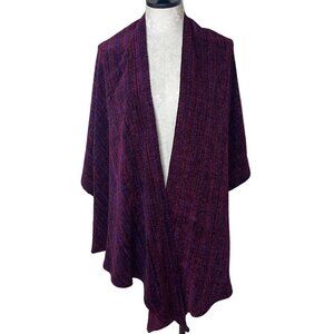 Womens Sweater One size Purple Wrap Shawl Chenille Open Font Casual